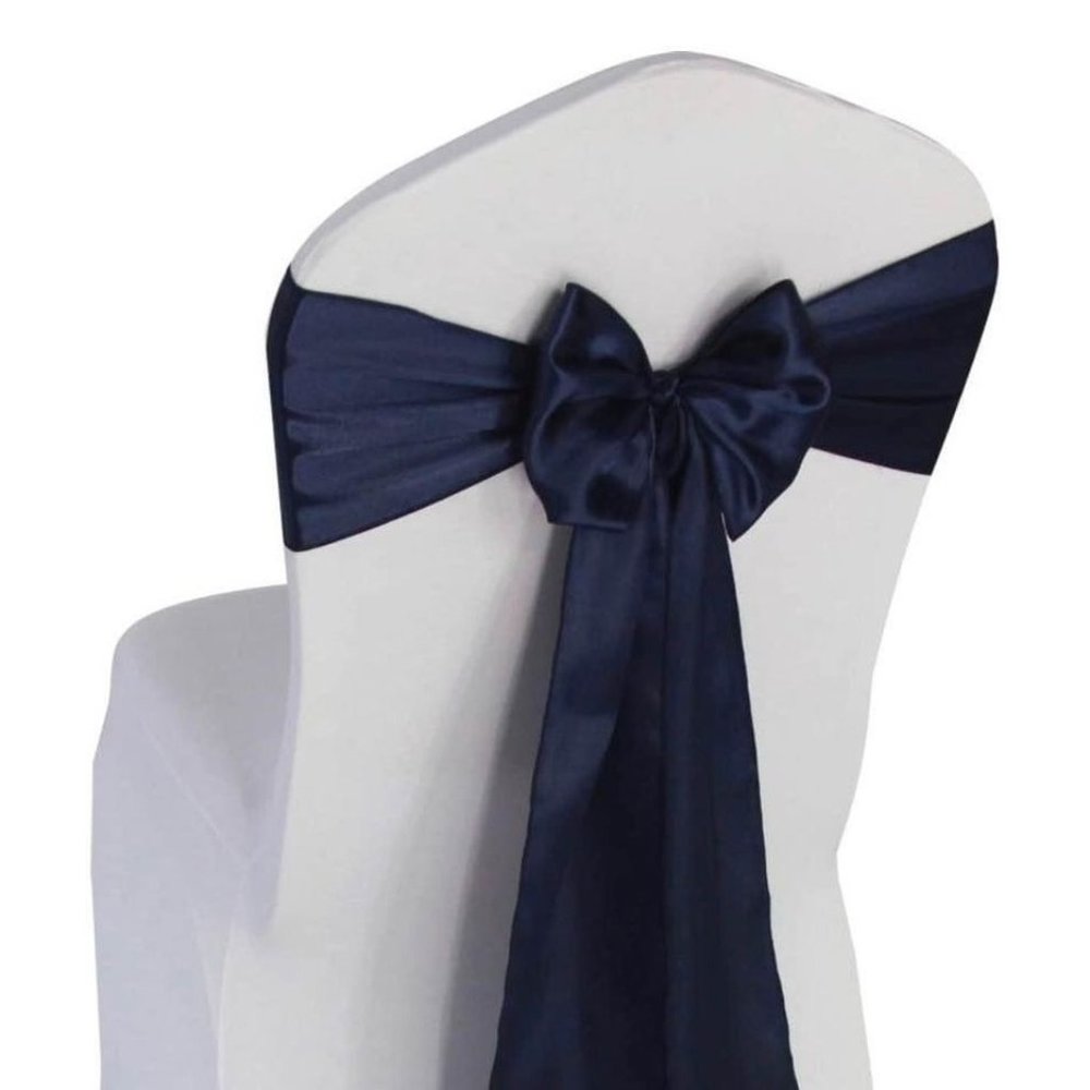 25 count | Navy Blue Satin Chair Sashes Wedding Party Dining Banquet Bows Ties